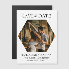 Moderne Hochzeiten retten das Date Hexagon-Foto Magnetkarte