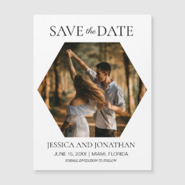 Moderne Hochzeiten retten das Date Hexagon-Foto Magnetkarte