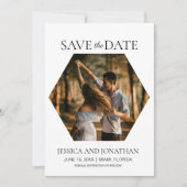 Moderne Hochzeiten retten das Date Hexagon-Foto Save The Date (Vorderseite)