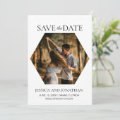 Moderne Hochzeiten retten das Date Hexagon-Foto Save The Date (Stehend Vorderseite)
