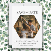 Moderne Hochzeiten retten das Date Hexagon-Foto Save The Date