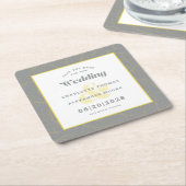 Moderne Hochzeiten retten das Datum Gelb-Grau-Must Rechteckiger Pappuntersetzer (angewinkelt)