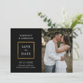 Moderne Hochzeiten retten das Datum Schwarzes Gold Save The Date (Stehend Vorderseite)
