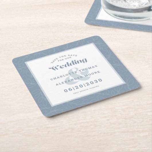 Moderne Hochzeiten retten das Datum trostlos blaue Rechteckiger Pappuntersetzer (angewinkelt)