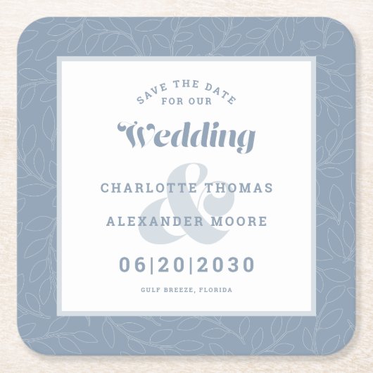 Moderne Hochzeiten retten das Datum trostlos blaue Rechteckiger Pappuntersetzer (Vorderseite)