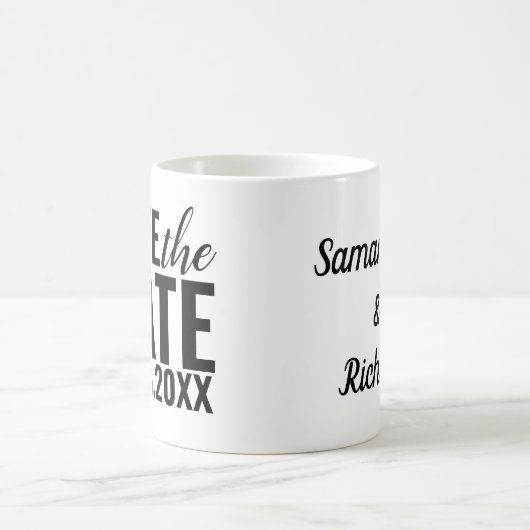 Moderne Hochzeiten retten Datums-Typografie Kaffeetasse (Mittel)