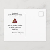 Moderne Hochzeiten sichern das Datum der neuen Dat Ankündigungspostkarte (Rückseite)