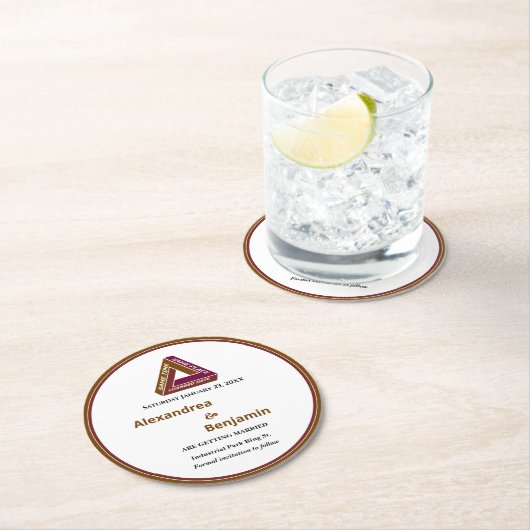 Moderne Hochzeiten sichern das Datum der neuen Dat Runder Pappuntersetzer (Vor Ort)