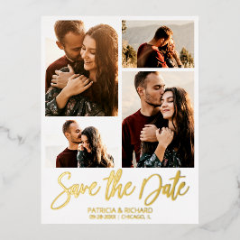 Moderne Hochzeiten sichern Datum 4 FotoCollage Folien Feiertagspostkarte