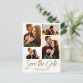 Moderne Hochzeiten sichern Datum 4 FotoCollage Postkarte (Stehend Vorderseite)