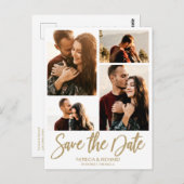 Moderne Hochzeiten sichern Datum 4 FotoCollage Postkarte (Vorne/Hinten)
