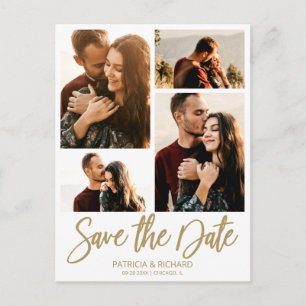 Moderne Hochzeiten sichern Datum 4 FotoCollage Postkarte