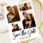 Moderne Hochzeiten sichern Datum 4 FotoCollage Postkarte<br><div class="desc">Moderne Hochzeiten speichern das Datum 4 Foto Collage Postkarte</div>