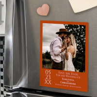 Moderne Hochzeiten speichern das Date Foto Orange
