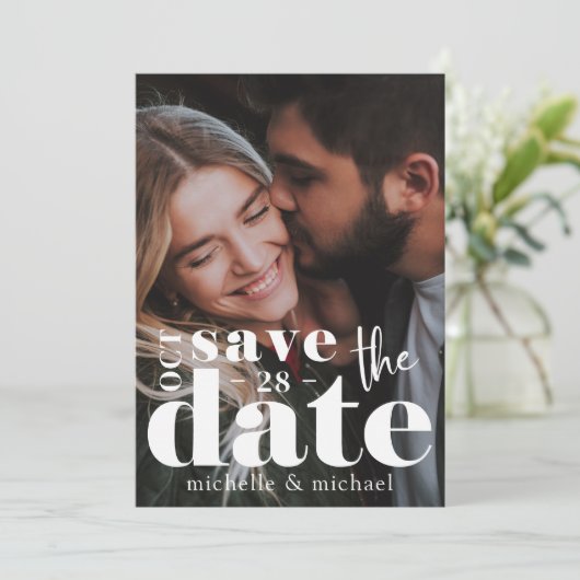 Moderne Hochzeiten speichern das Date-Foto Save The Date (Stehend Vorderseite)