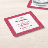 Moderne Hochzeiten speichern das Date Magenta Leaf Rechteckiger Pappuntersetzer (angewinkelt)