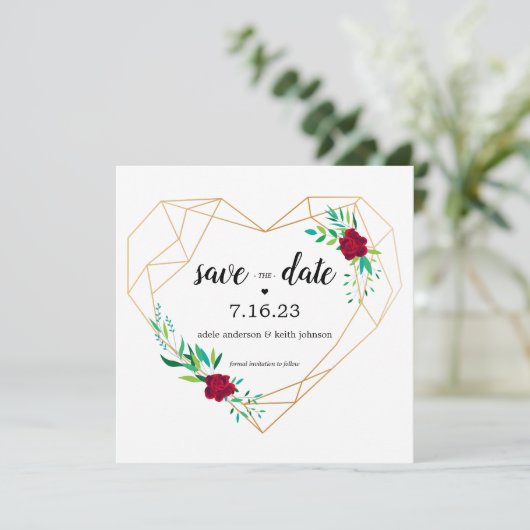 Moderne Hochzeiten speichern das Foto "Date Geomet Save The Date (Stehend Vorderseite)