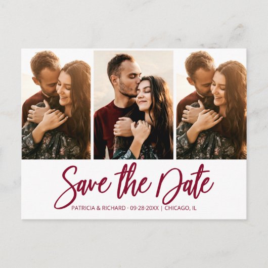 Moderne Hochzeiten speichern Datum 3 - FotoCollage Postkarte (Vorderseite)