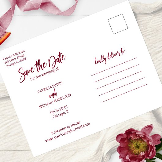 Moderne Hochzeiten speichern Datum 3 - FotoCollage Postkarte