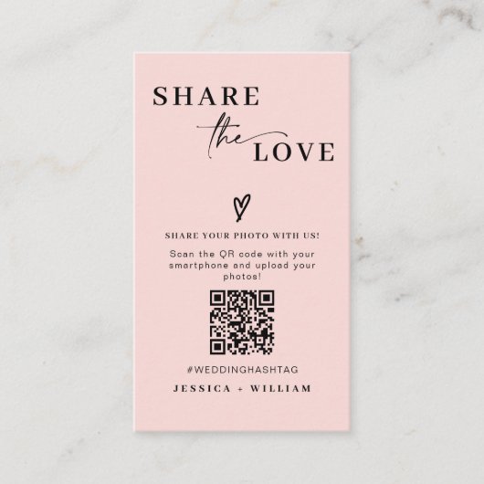 Moderne Hochzeiten teilen den QR-Code der Liebe Begleitkarte (Vorderseite)