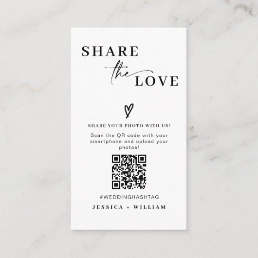 Moderne Hochzeiten teilen den QR-Code der Liebe Begleitkarte (Vorderseite)