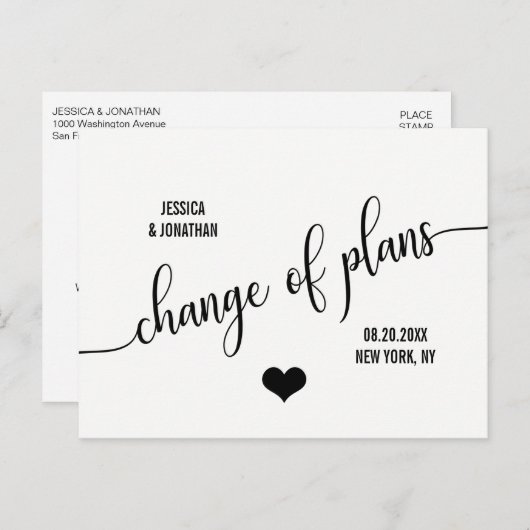 Moderne Hochzeiten verändern das DATUM PLÄNE POSTP Ankündigungspostkarte (Vorne/Hinten)