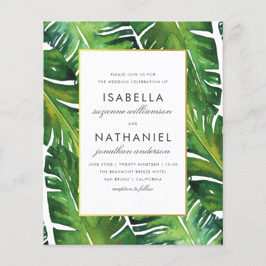 Moderne Hochzeiten von grünen tropischen Blätter (Vorderseite)