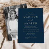 Moderne Hochzeiten von Marine- und Gold-Fotos Folieneinladung