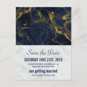 Moderne Hochzeiten von Navy Blue und Gold retten d Postkarte (Vorderseite)