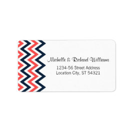 Moderne Hochzeiten von Navy & Coral Zickzack & Lov Adressaufkleber