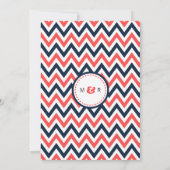 Moderne Hochzeiten von Navy & Coral Zickzack & Lov Einladung (Rückseite)