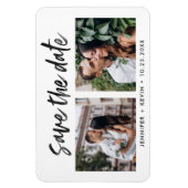 Moderne Hochzeiten: Zwei Fotos speichern Datums-Ma Magnet (Vertikal)