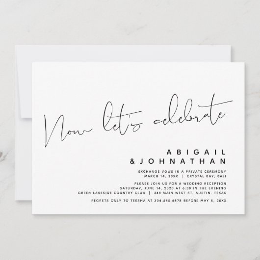Moderne Hochzeitfeier, feiern wir jetzt Einladung (Vorderseite)
