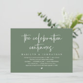Moderne Hochzeitfeier geht weiter Einladung (Stehend Vorderseite)