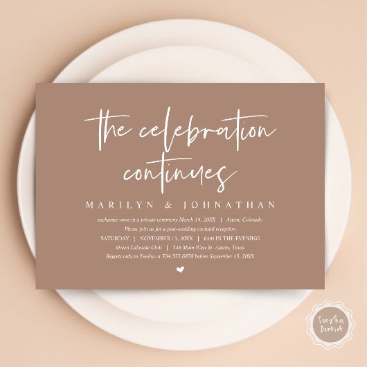 Moderne Hochzeitfeier geht weiter Einladung