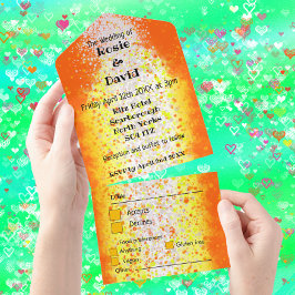 Moderne Hochzeitgold Träne aus Rückkehr einladen All In One Einladung