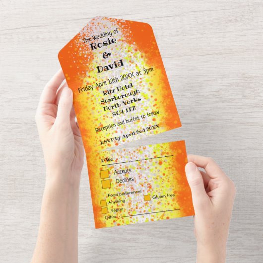 Moderne Hochzeitgold Träne aus Rückkehr einladen All In One Einladung (Abreißen)