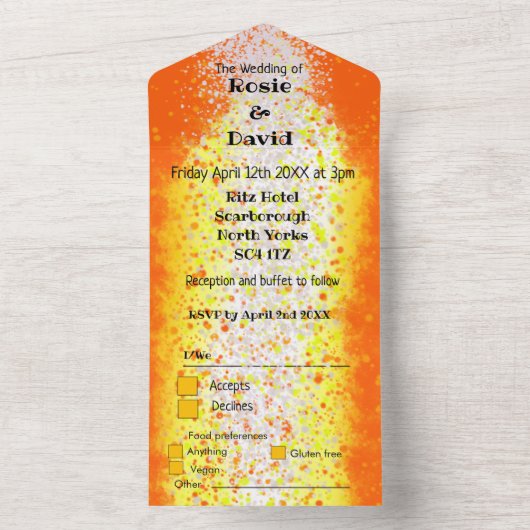 Moderne Hochzeitgold Träne aus Rückkehr einladen All In One Einladung (Innen Boden)