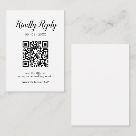 Moderne Hochzeitkalligrafie - Editable QR Code UAW Begleitkarte (Vorne/Hinten)