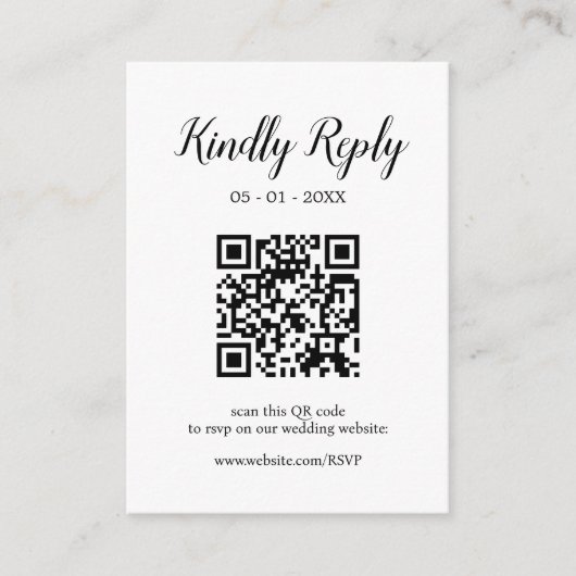 Moderne Hochzeitkalligrafie - Editable QR Code UAW Begleitkarte (Vorderseite)