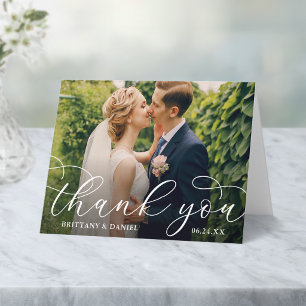 Moderne Hochzeitkalligraphie - Foto Hinweis Dankeskarte