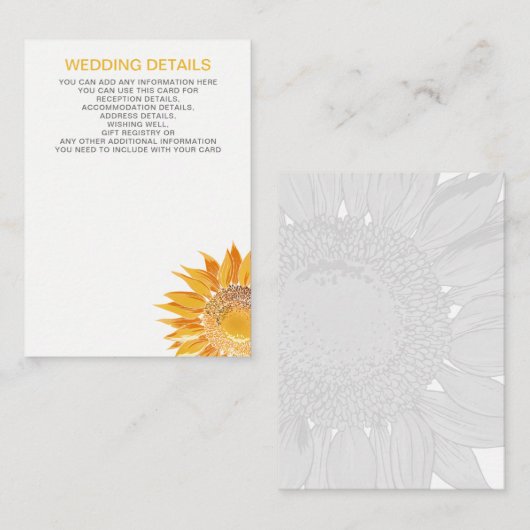 Moderne Hochzeitkarten für SunFlower Begleitkarte (Vorne/Hinten)