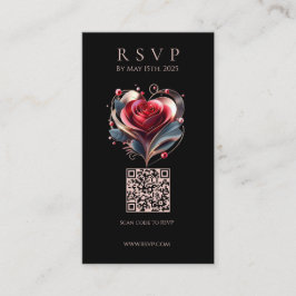 Moderne hochzeitliche RSVP QR codierte Rose Visitenkarte