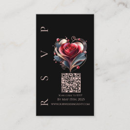 Moderne hochzeitliche RSVP QR codierte Rose Visitenkarte