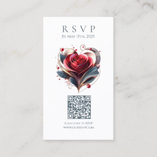 Moderne hochzeitliche RSVP QR codierte Rose Visitenkarte