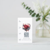 Moderne hochzeitliche RSVP QR codierte Rose Visitenkarte (Stehend Vorderseite)