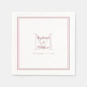 Moderne Hochzeitnamen Datum Monogramm Dusty Rose R Serviette (Vorderseite)