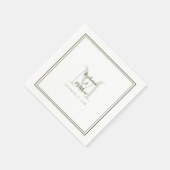 Moderne Hochzeitnamen und Datum Monogramm Olivenöl Serviette (Ecke)