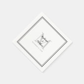 Moderne Hochzeitnamen und Datum Monogramm Schwarz Serviette (Ecke)