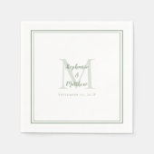 Moderne Hochzeitnamen und Datum Monogramm-Seite Gr Serviette (Vorderseite)